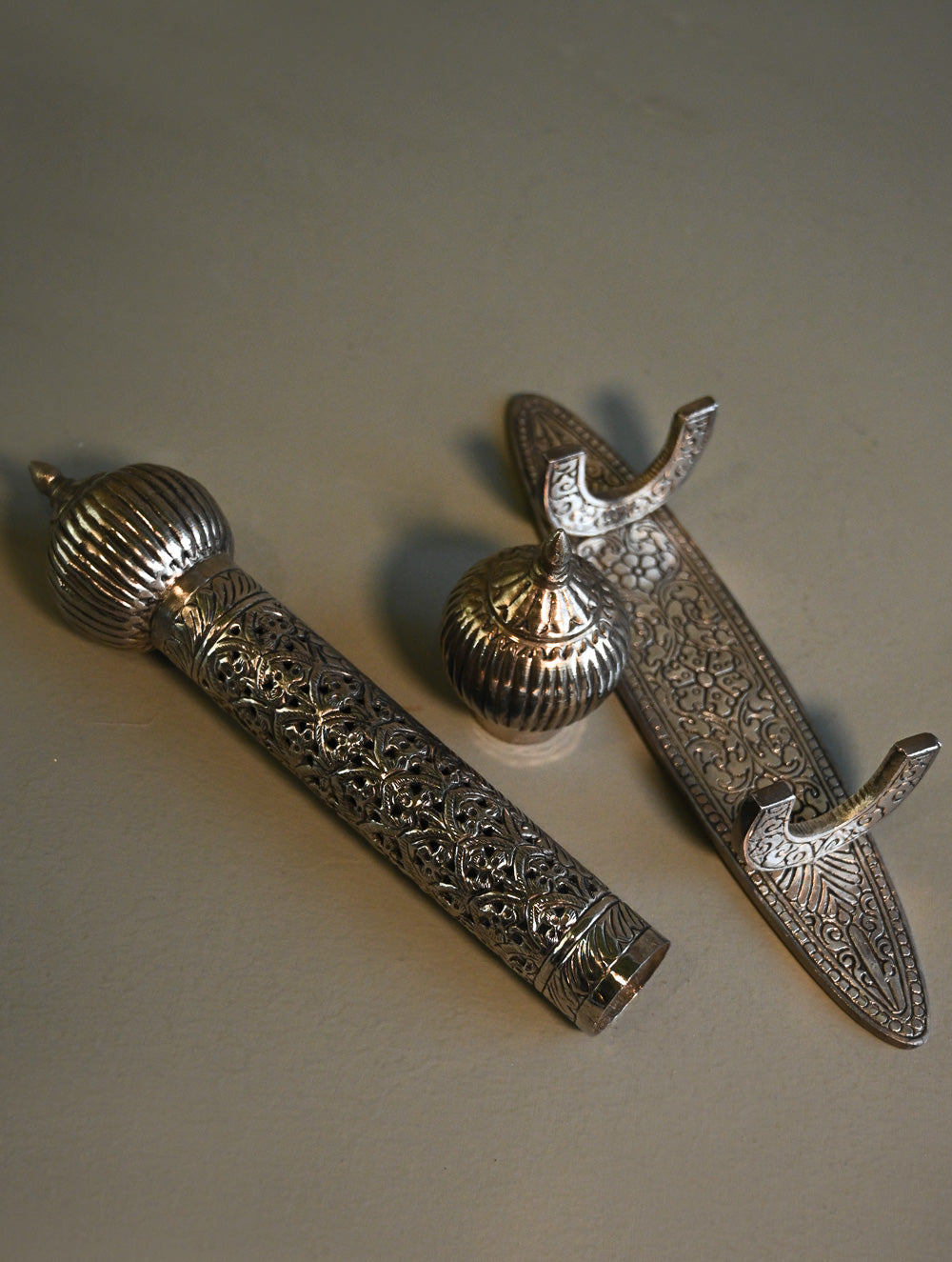 Majestic Hand Engraved Metal Rajasthani Scroll Holder & Stand