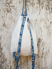 Handwoven Cotton Backpack & Sling Bag  - Indigo florals
