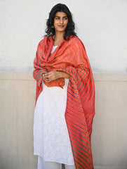 Exclusive Lehariya Chanderi Dupatta - Marigold Wave.