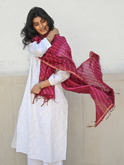 Exclusive Lehariya Chanderi Dupatta - Berry Blast.