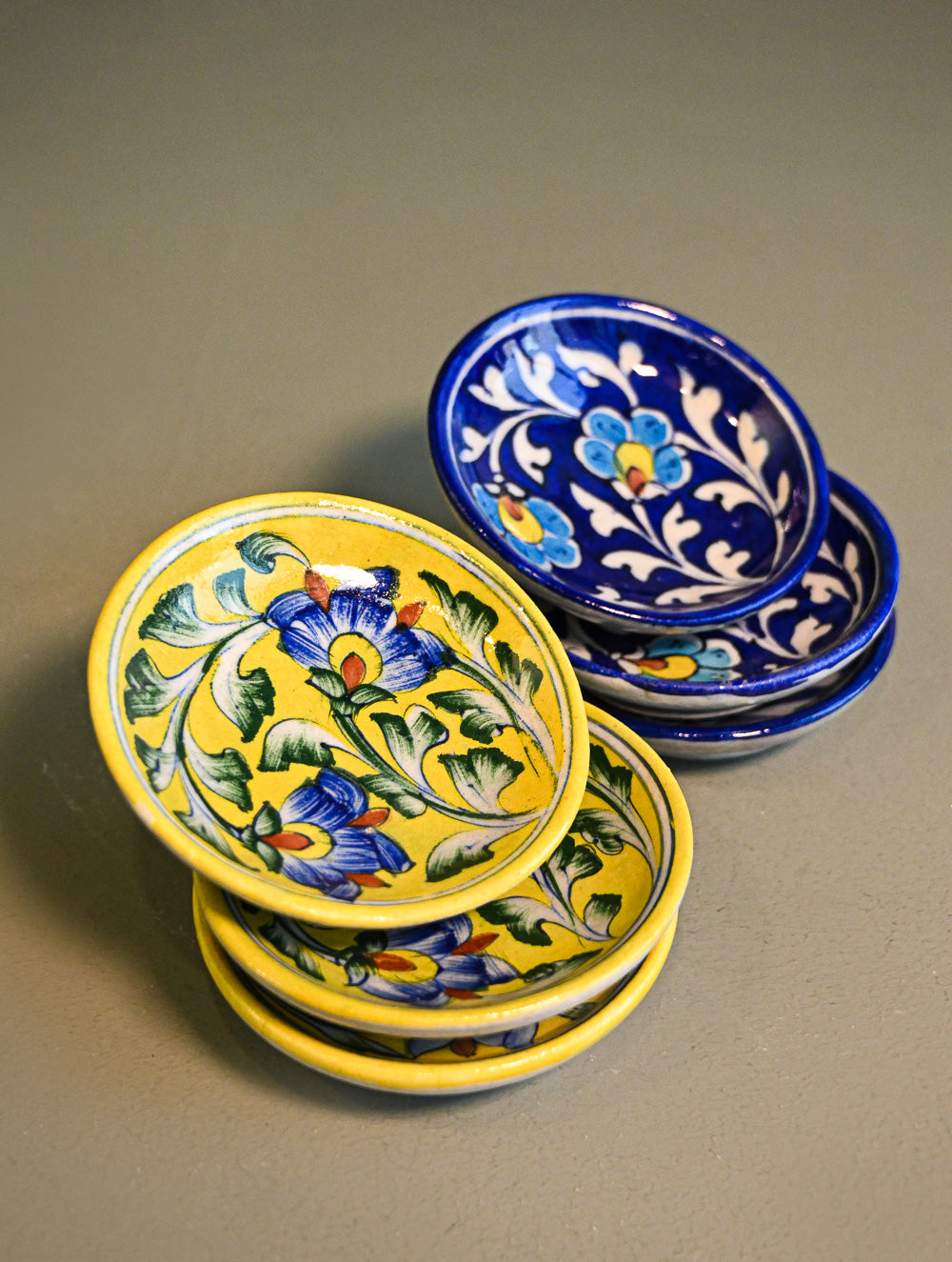 Jaipur Blue Pottery Small Dessert & Snack Plates - Indigo Lemons (Set of 6)