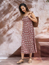 Load image into Gallery viewer, Bagh Hand Block Printed Flared Dress - Red Flora