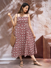 Load image into Gallery viewer, Bagh Hand Block Printed Flared Dress - Red Flora