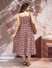 Load image into Gallery viewer, Bagh Hand Block Printed Flared Dress - Red Flora