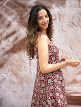 Load image into Gallery viewer, Bagh Hand Block Printed Flared Dress - Red Flora