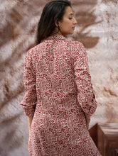 Load image into Gallery viewer, Bagh Hand Block Printed Shirt Dress - Red Paisley