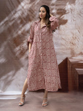 Load image into Gallery viewer, Bagh Hand Block Printed Shirt Dress - Red Paisley