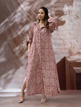 Load image into Gallery viewer, Bagh Hand Block Printed Shirt Dress - Red Paisley
