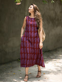Bagh Print Cool Cotton Dress - Mauve Paisley