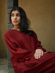 Bagh Print Cool Cotton Phiran Kurta - Red Paisley