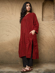 Bagh Print Cool Cotton Phiran Kurta - Red Paisley