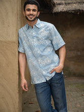 Load image into Gallery viewer, Dabu Hand Block Printed Cotton Shirt - Blue Cycle