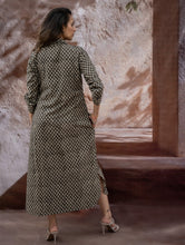 Load image into Gallery viewer, Bagru Hand Block Printed Shirt Dress - Black Florets