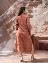 Load image into Gallery viewer, Bagru Hand Block Printed Shirt Dress - Brick Drops