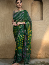 Load image into Gallery viewer, Bandhini Soft Polysilk Saree - Deep Green