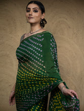 Load image into Gallery viewer, Bandhini Soft Polysilk Saree - Deep Green