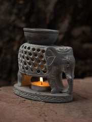 Carved Filigree Elephant Stone Aroma Oil Diffuser (4" x 4'')
