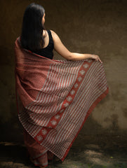 Classic Appeal. Bagru Hand Block Printed Kota Doria Saree - Florets