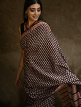 Load image into Gallery viewer, Classic Appeal. Bagru Hand Block Printed Mul Cotton Saree - Black Ornate