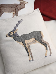 Exclusive, Large Handwoven Kashida Cushion Covers - Van Vihar (Set of 2), 20"x 20" 