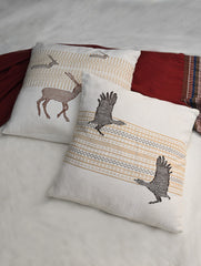 Exclusive, Large Handwoven Kashida Cushion Covers - Vanakash (Set of 2), 20"x 20" 