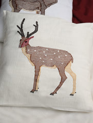 Exclusive, Large Handwoven Kashida Cushion Covers - Mrigaya (Set of 2), 20"x 20" 