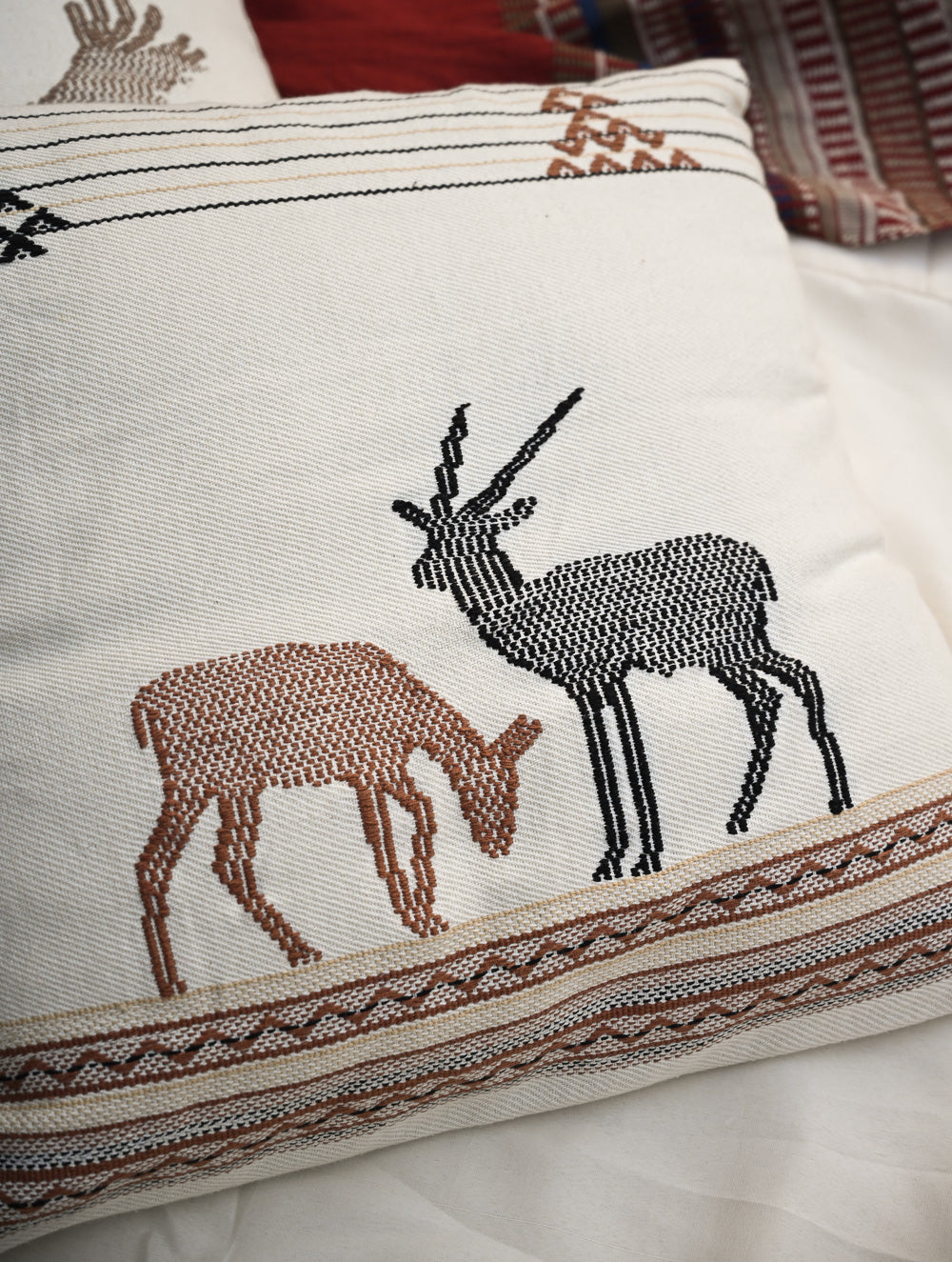 Exclusive, Large Handwoven Kashida Cushion Covers - Aranya (Set of 2), 20"x 20" 