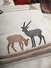 Exclusive, Large Handwoven Kashida Cushion Covers - Aranya (Set of 2), 20"x 20" 