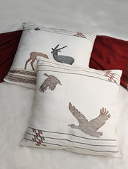 Exclusive, Large Handwoven Kashida Cushion Covers - Aranya (Set of 2), 20"x 20" 
