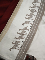 Exclusive, Extra Large Handwoven Kashida Cushion Cover - Pakshi Path, 32"x 14"
