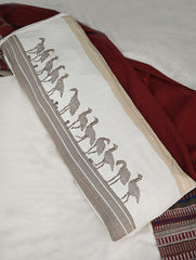 Exclusive, Extra Large Handwoven Kashida Cushion Cover - Pakshi Path, 32"x 14"