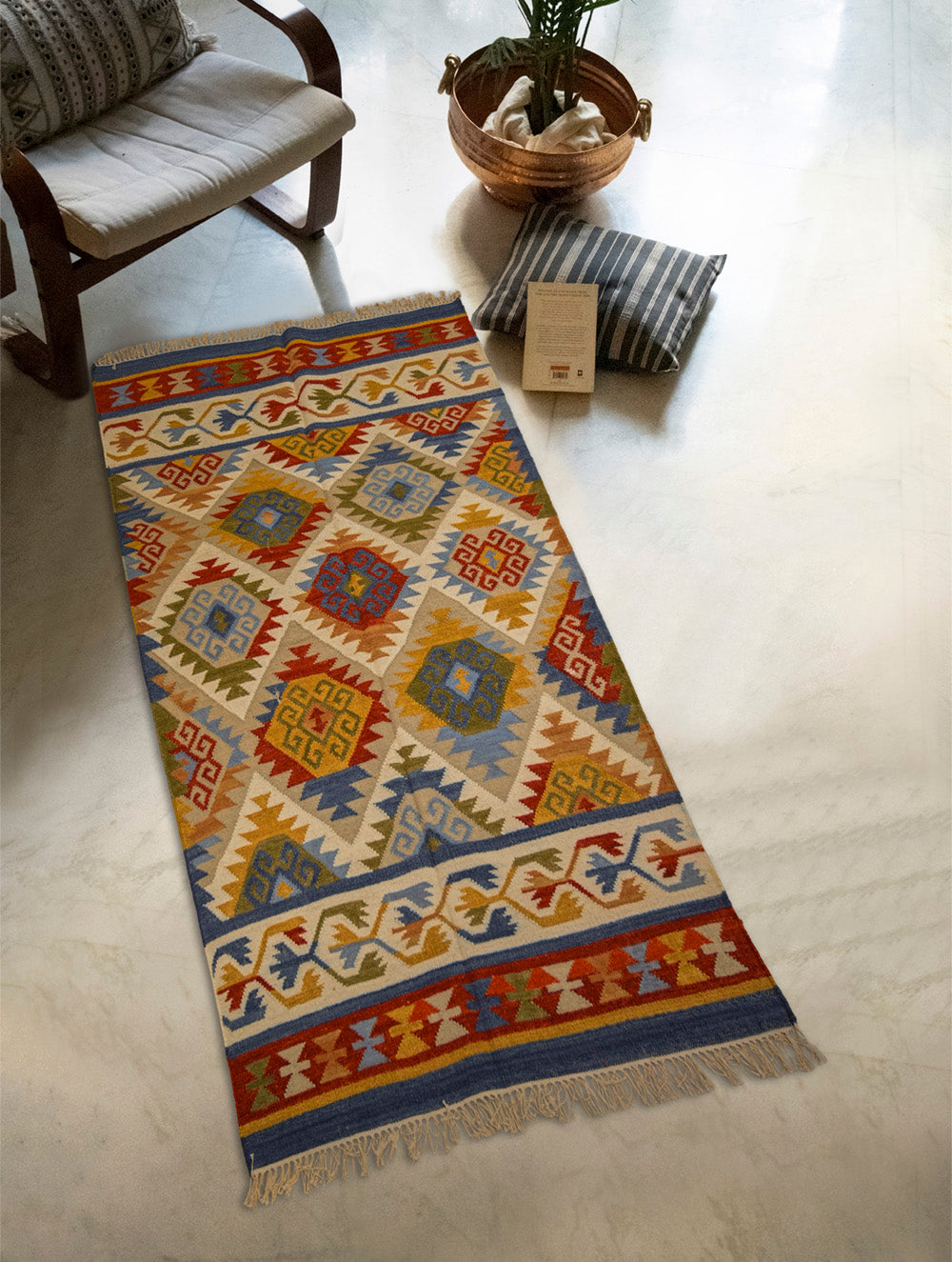 Handwoven Kilim Rug - Colourful Medallion