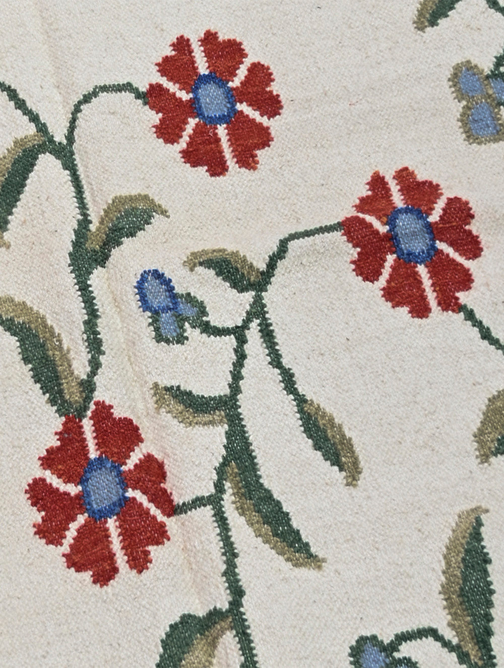 Handwoven Kilim Rug - Red Floral