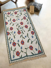 Handwoven Kilim Rug - Red Floral