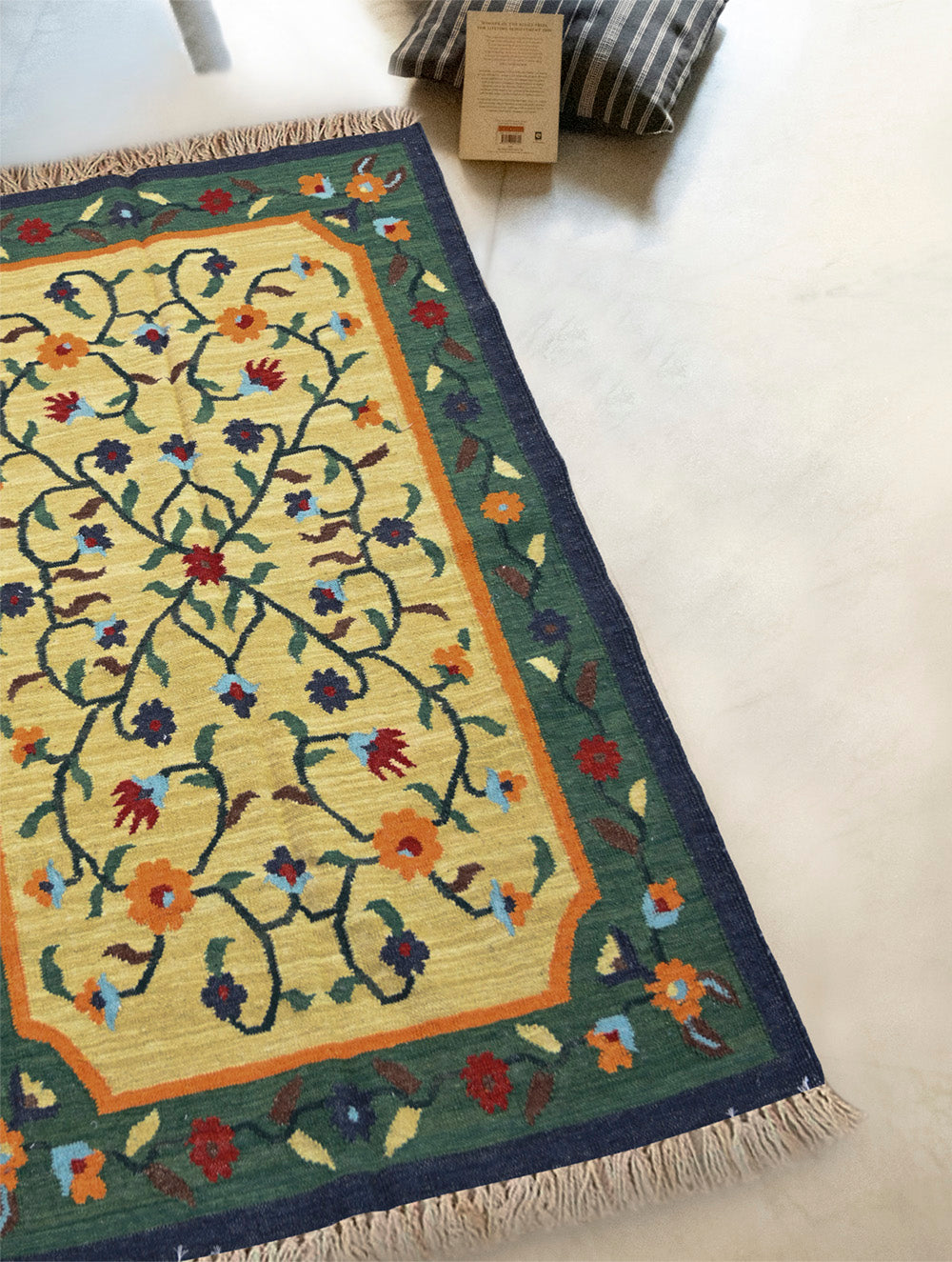 Handwoven Kilim Rug - Soft Yellow Field