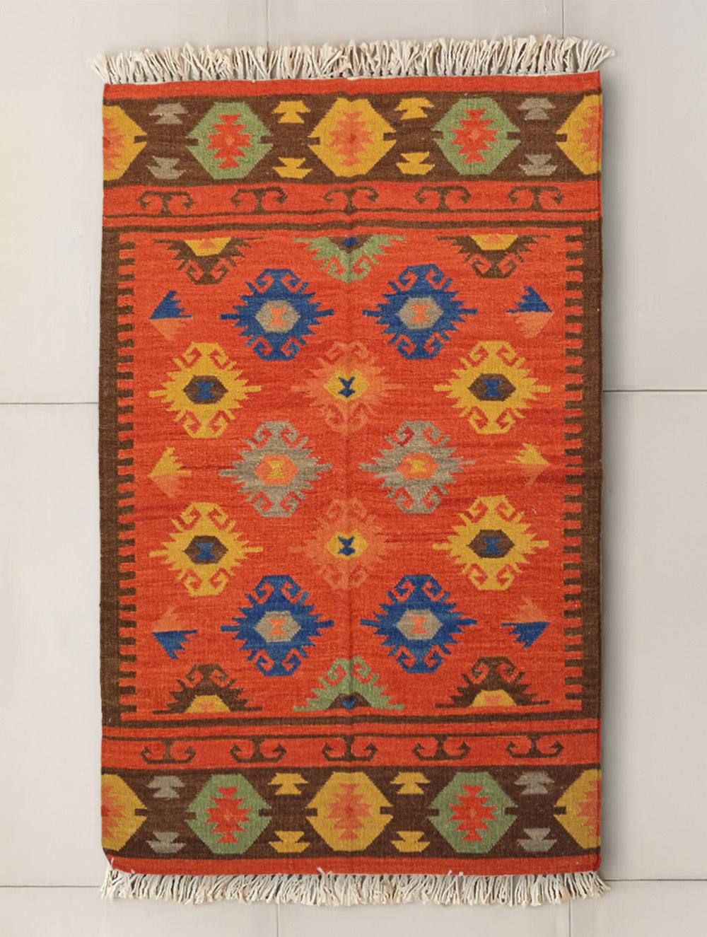 Handwoven Kilim Rug - Terracotta Field