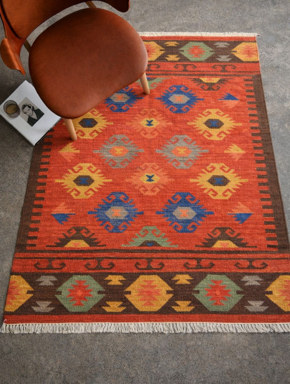 Handwoven Kilim Rug - Terracotta Field
