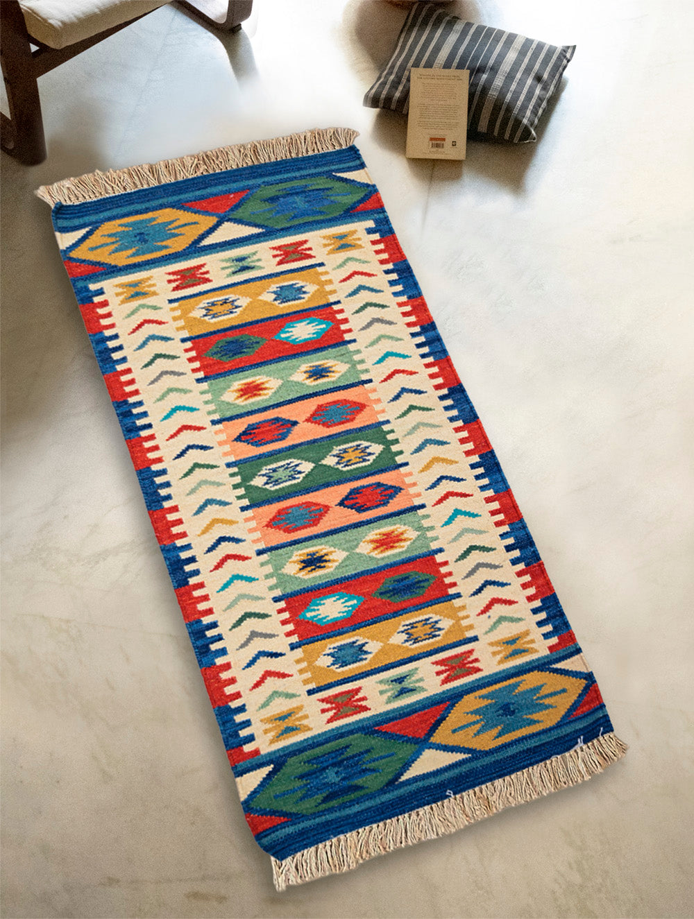 Handwoven Kilim Rug - Nomadic Stripes (Length 6ft x Width 2ft)