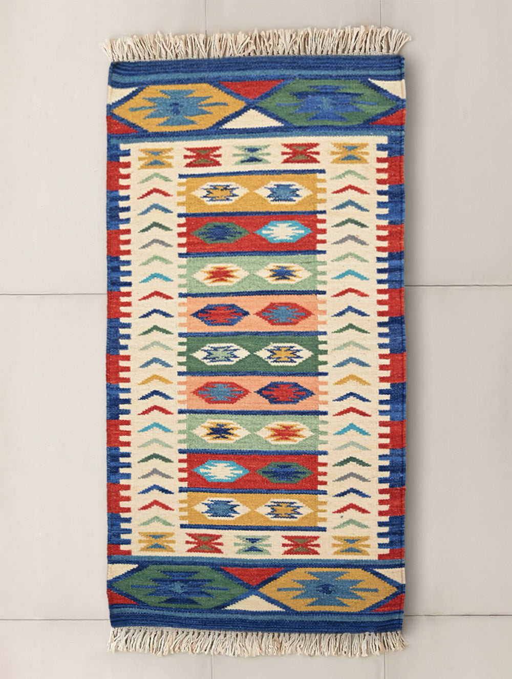 Handwoven Kilim Rug - Nomadic Stripes (Length 6ft x Width 2ft)