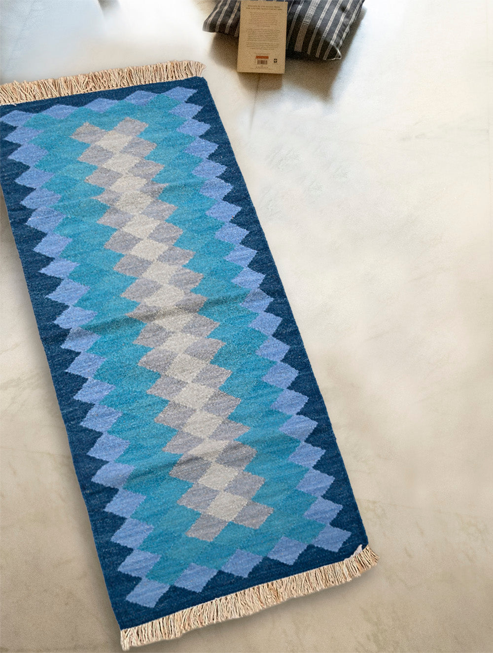 Handwoven Kilim Rug - Blue Gradience