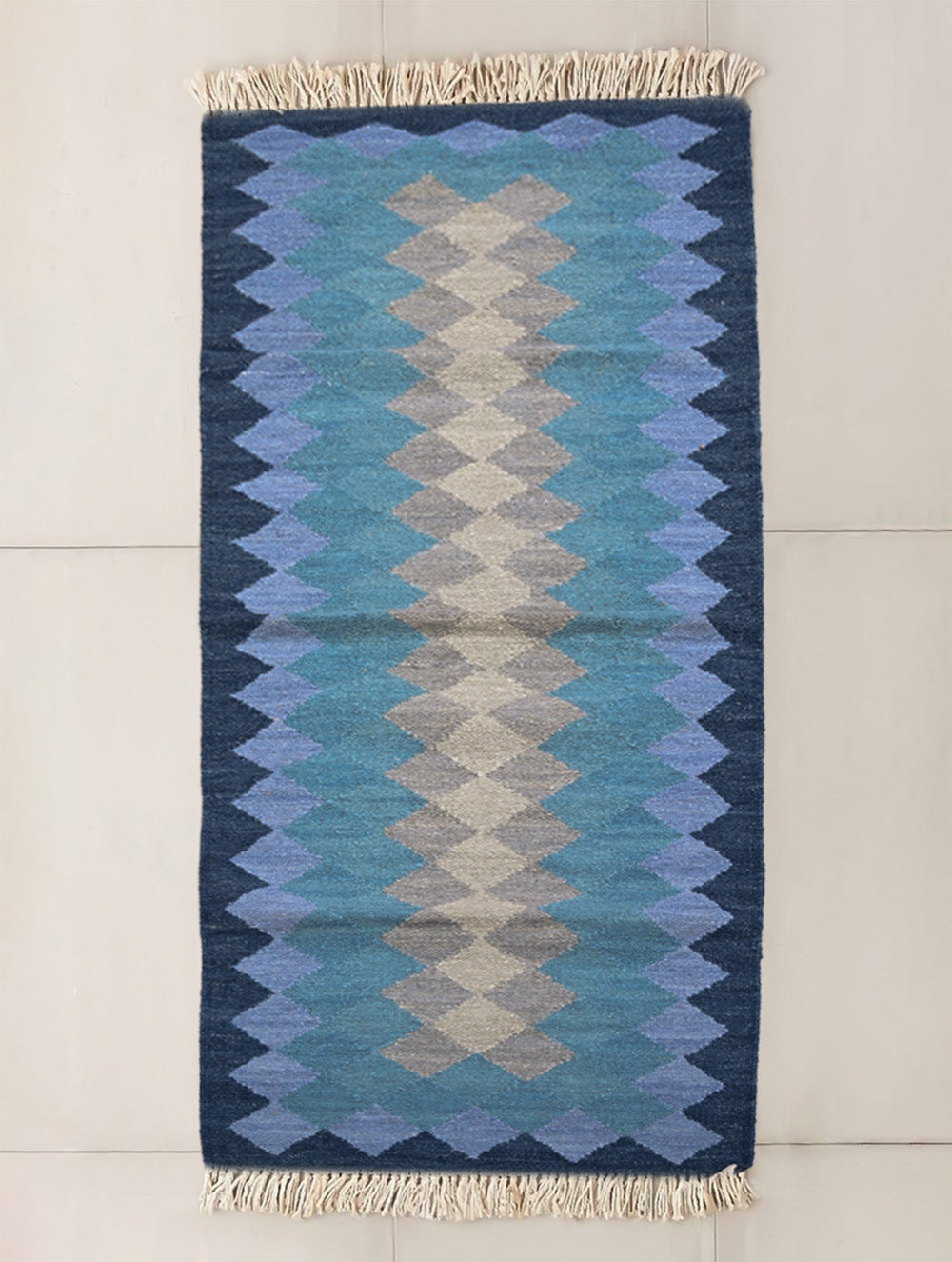 Handwoven Kilim Rug - Blue Gradience