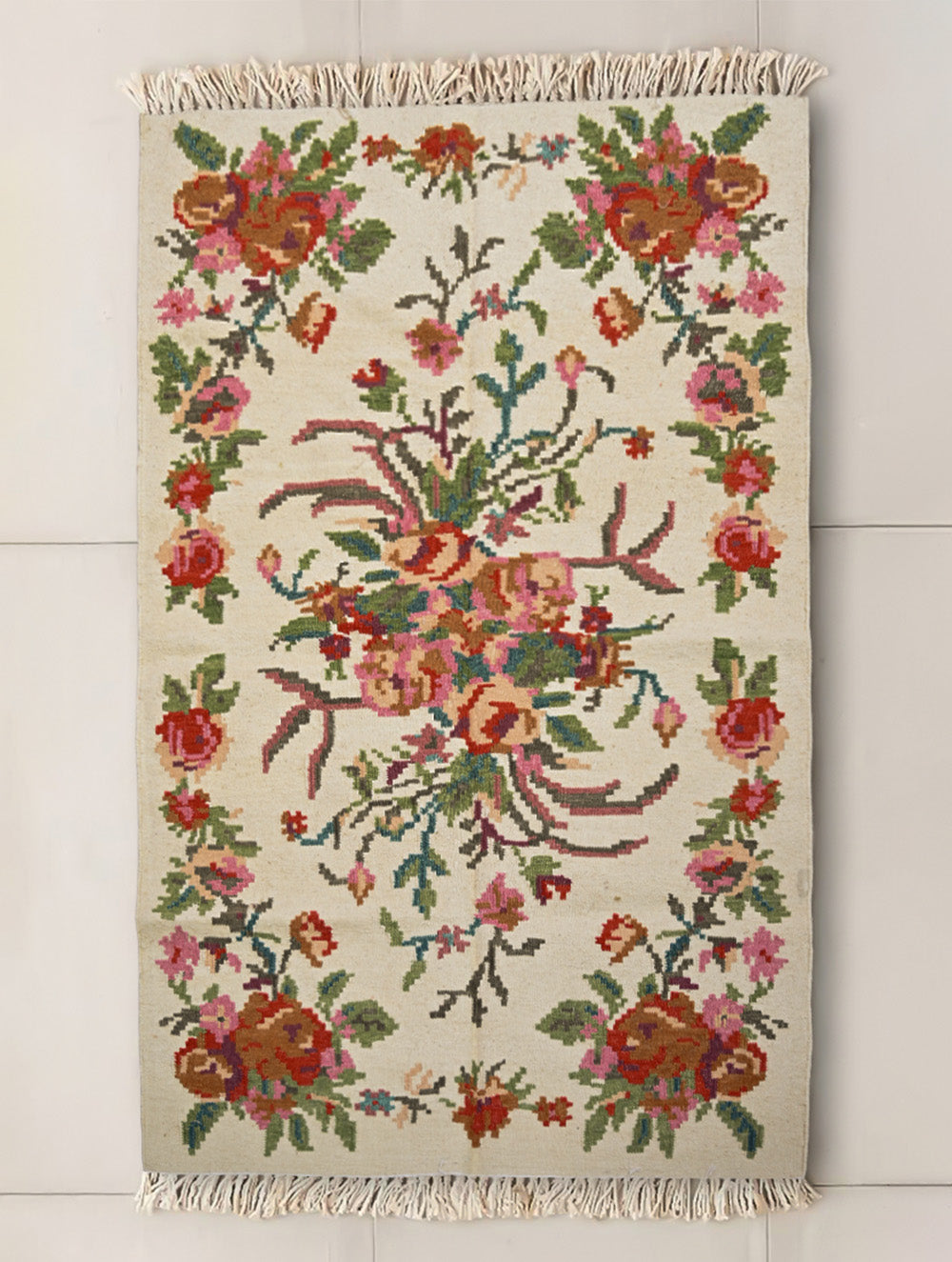 Handwoven Kilim Rug - Vintage Bouquet (Length 6ft x Width 4ft)