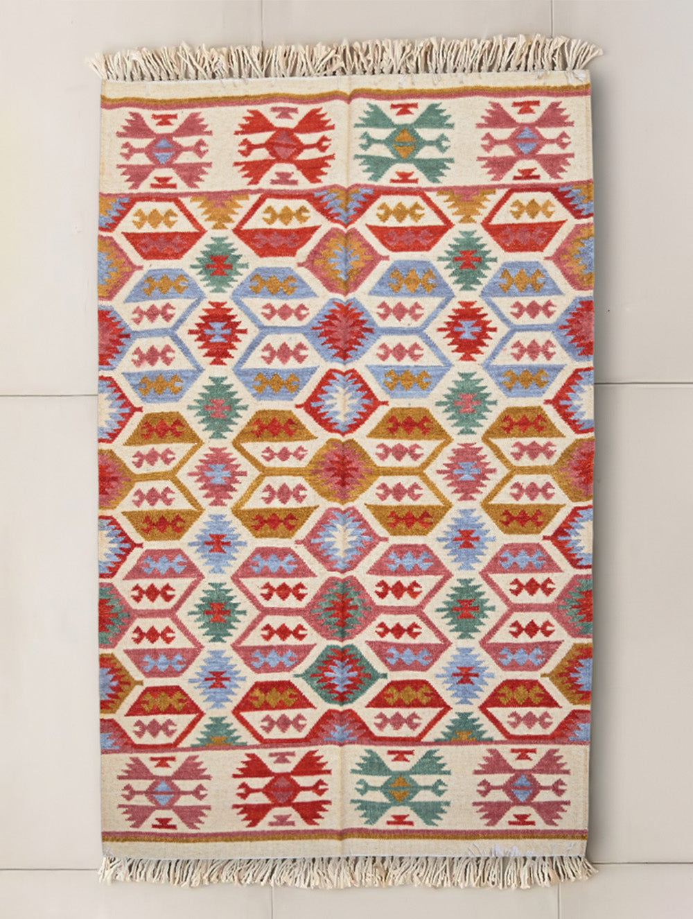 Handwoven Kilim Rug - Tribal Mosaic (Length 6ft x Width 4ft)