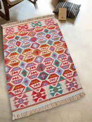 Handwoven Kilim Rug - Tribal Mosaic (Length 6ft x Width 4ft)