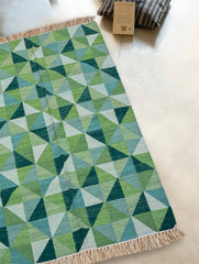 Handwoven Kilim Rug - Green Gradience
