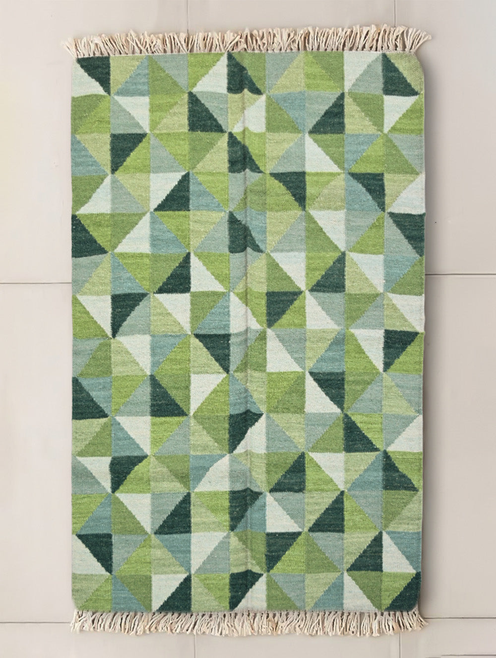 Handwoven Kilim Rug - Green Gradience