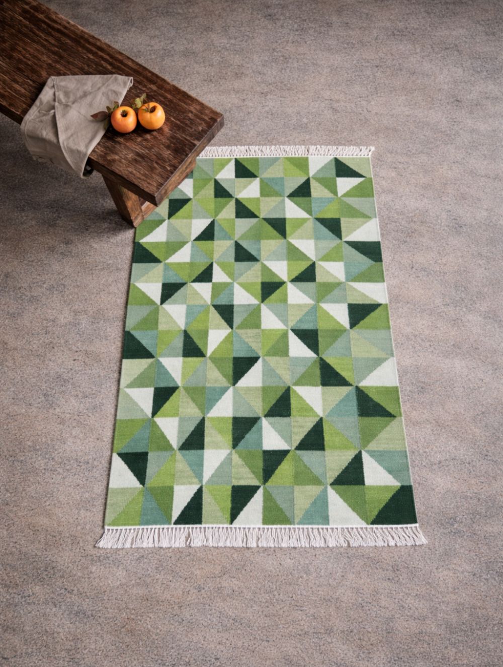 Handwoven Kilim Rug - Green Gradience