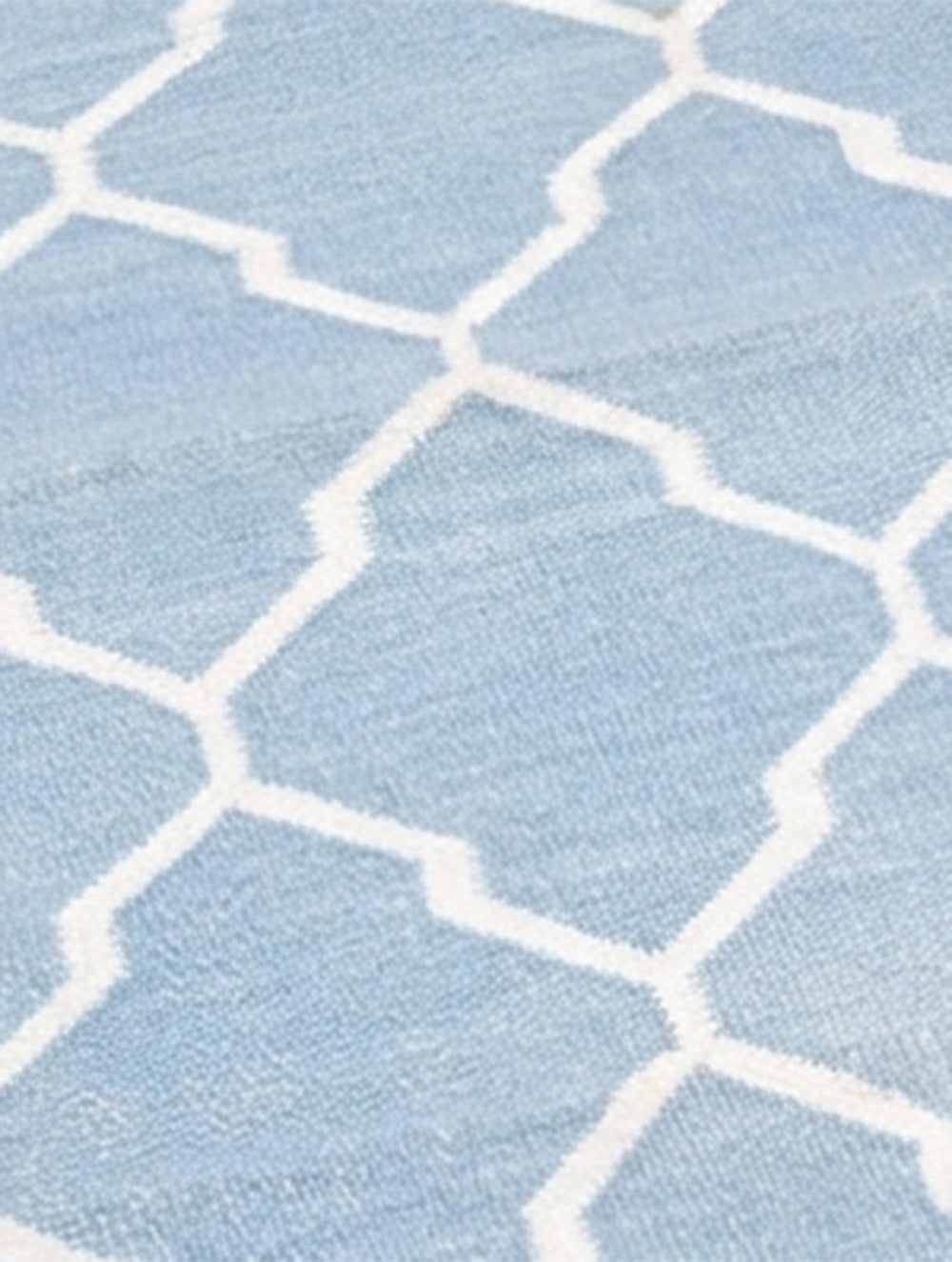 Handwoven Kilim Rug - Powder Blue Trellis (Length 6ft x Width 2ft).