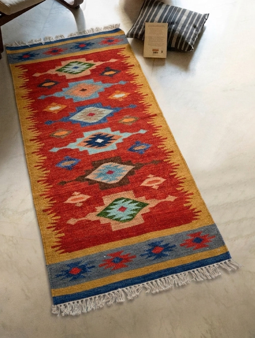 Handwoven Kilim Rug - Sunset Medallion (Length 6ft x Width 2ft)