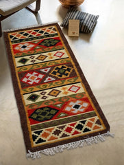 Handwoven Kilim Rug - Tribal Bands (Length 6ft x Width 2ft)